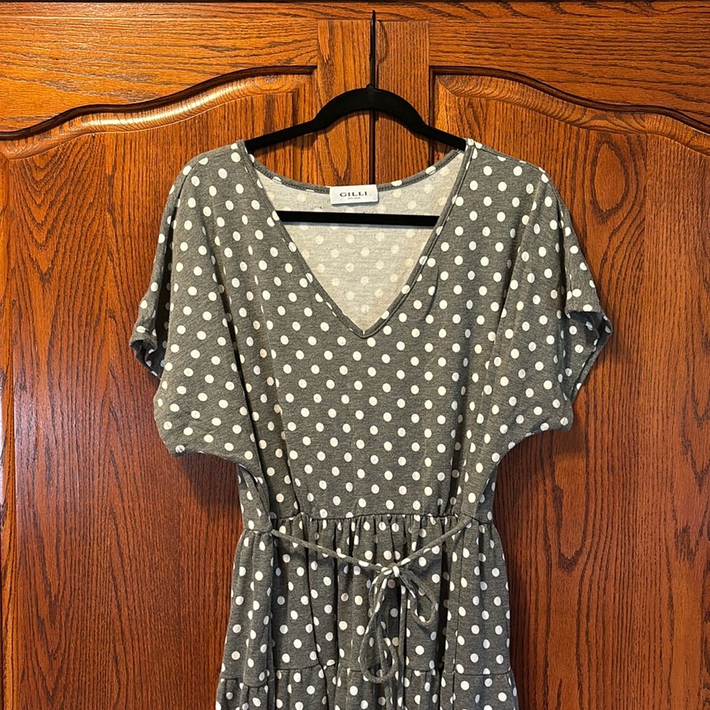 V Neck Polka Dot Dress